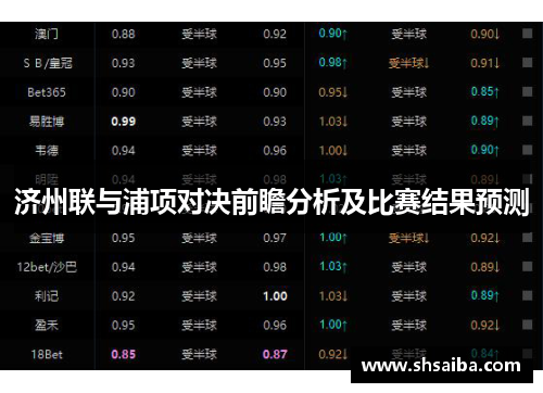 济州联与浦项对决前瞻分析及比赛结果预测